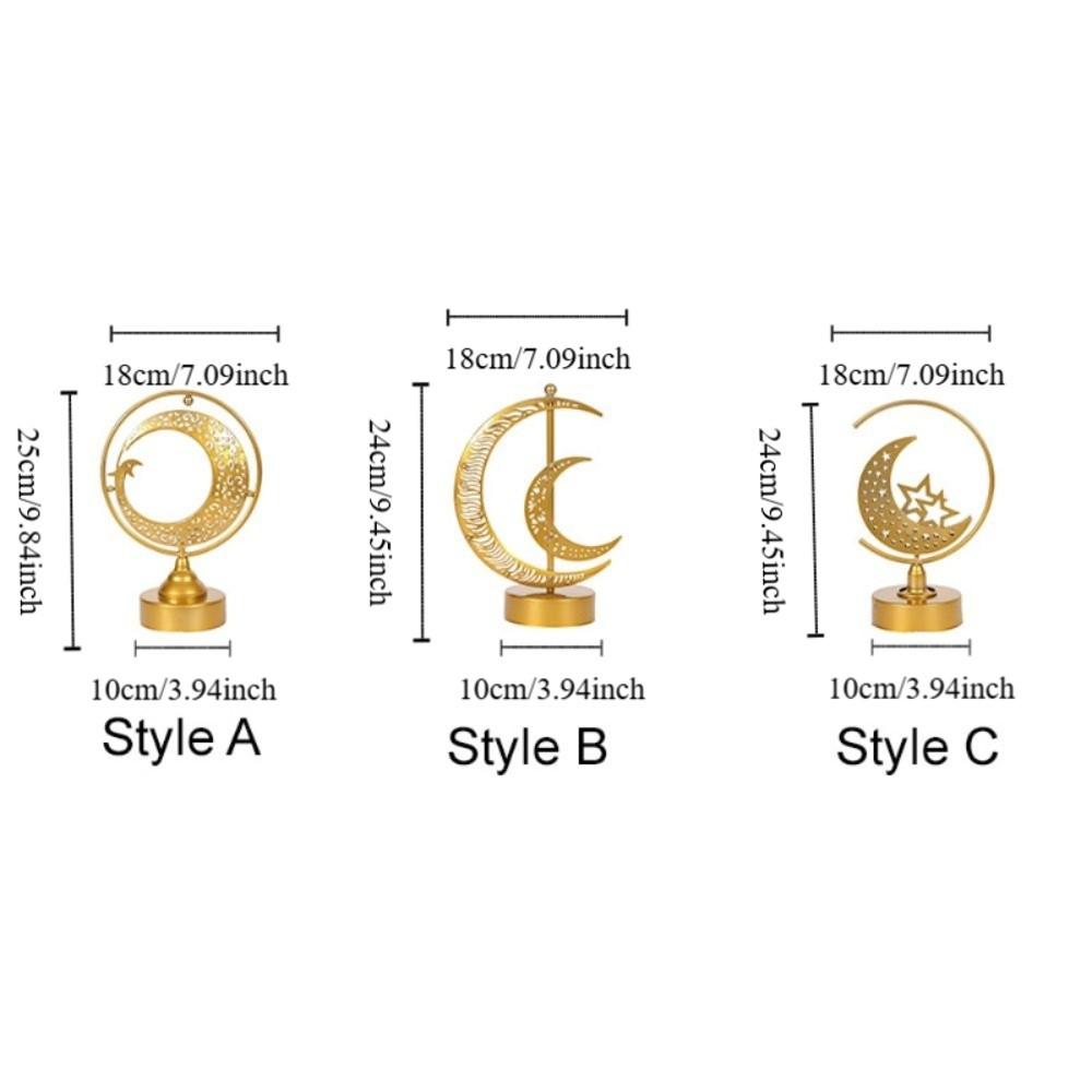 Hollow Ramadan Night Light Gold Ramadan Ornament Eid Mubarak Crescent Lamp  Muslim Festival