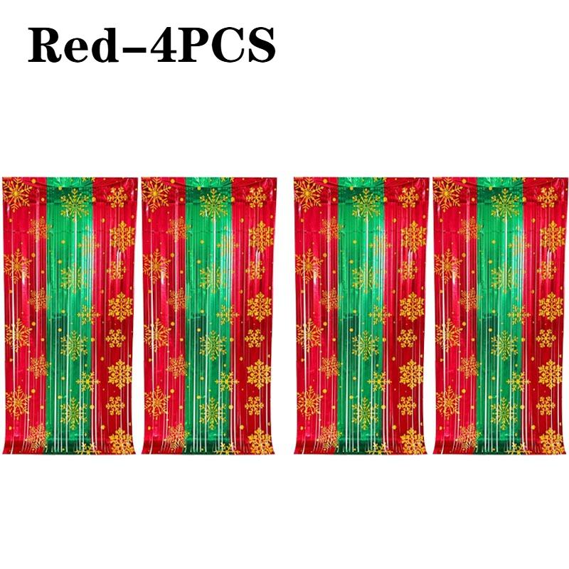 1-10PC Snowflake Tinsel Curtain Christmas Eve Party Decoration Metallic Foil FringeBackdrop for BirthdayWeddingPhotography Props
