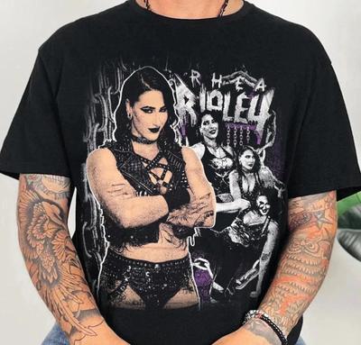 WWE Rhea Ripley Grunge Maglietta 100% Cotone Uomo Top Fan di Wrestling S-4XL