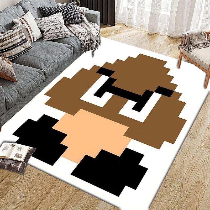 Goomba Flannel Printed Carpet, Home Sofa Decoration for Living Room & Bedroom, Non‑Slip Play Flannel Floor Mat for Game Room