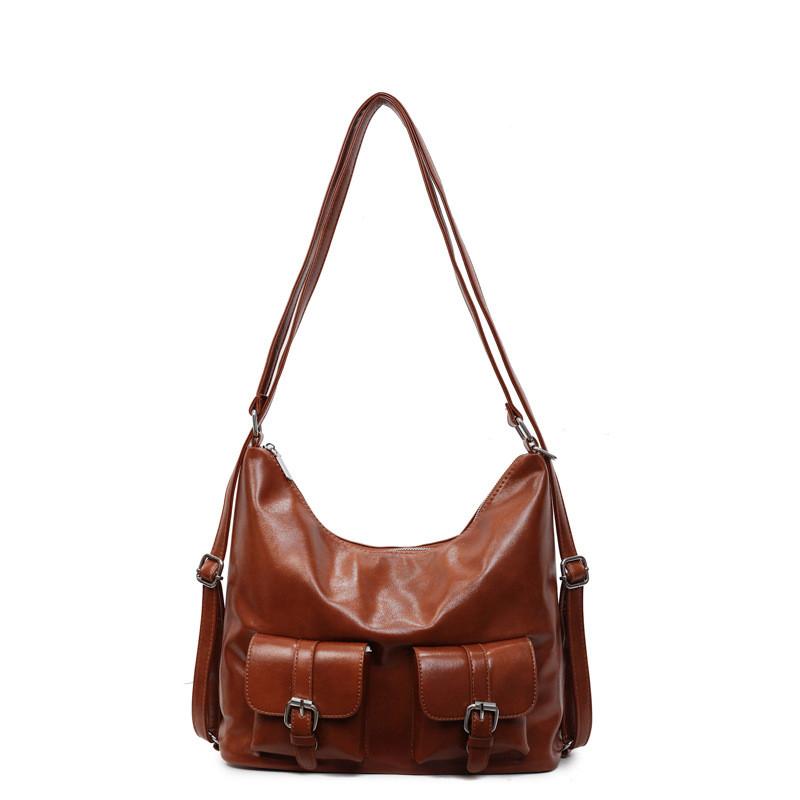 Multi Pocket Solid Color Handbag Single Shoulder Underarm Bag Backpack Fashion