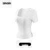 SIINSIIN Women's Slim Fit Square Neck Short Sleeve Top with Padded Bust