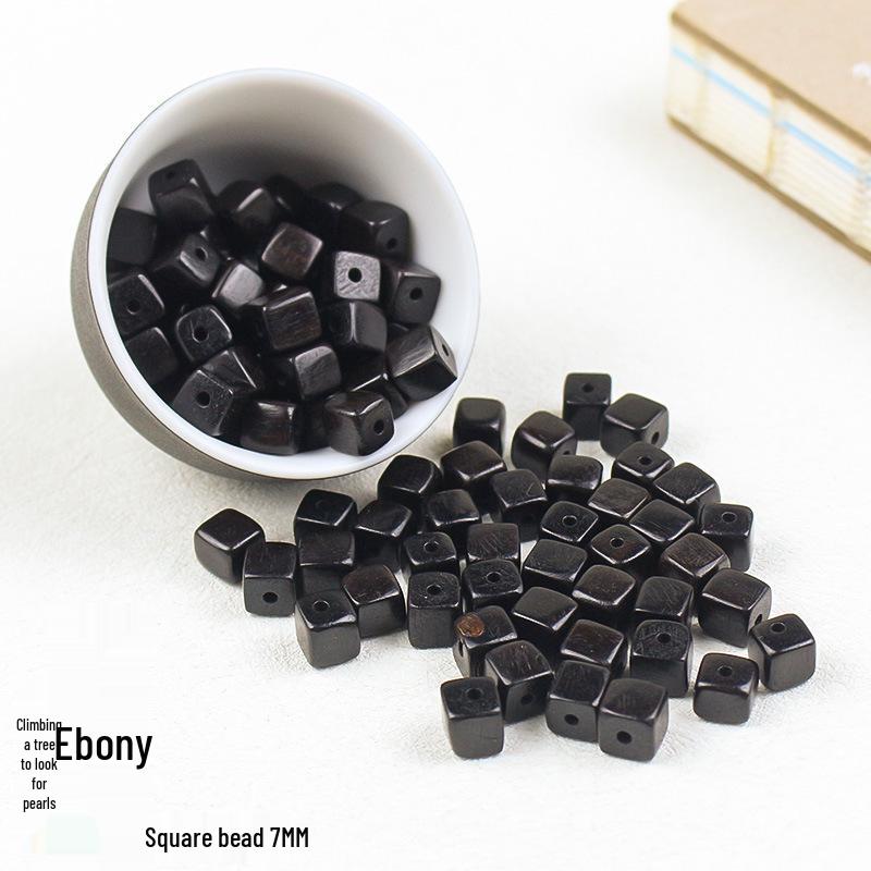 

Ebony Wood Square Beads 6-7MM Loose Beads for DIY Buddhist Bracelet Wenwan Accessories Qixi Festival Handmade Materials