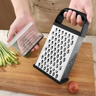 Stainless Steel Cheese Graters Four Sided Multifunctional Vegetable Slicer Comfortable Grip With Container Food Shredder Cheese