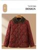 Stylish Floral Velvet-Enhanced Cotton Jacket for Middle-Aged Women - Short, Warm Autumn/Winter Wear for 50+.