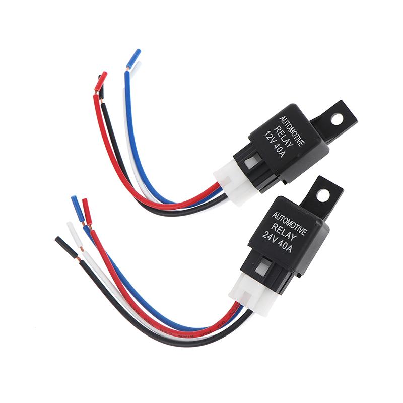 *Black 12V/24V 40A Car Automotive Relay 4 Pin SPST Contact Type For Strobe Lights Fog Lights Car Alarms And More