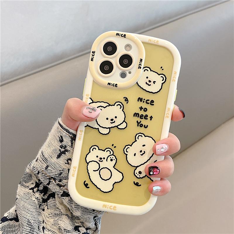 Husă frumoasă, drăguță, cu urs alb, galbenă, rezistentă la șocuri, pentru Iphone 14 13 12 11 Pro Max, husă transparentă pentru telefon Capa