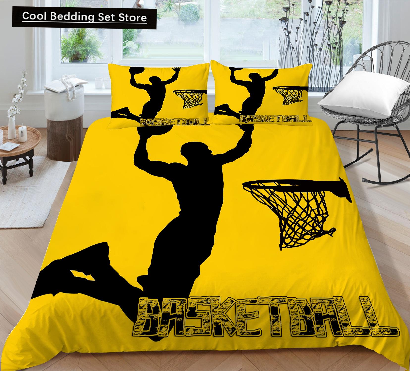 

Comforter 3D Basketball King Queen Sports Theme Bedding Set For Kids Teens Boys Ball Game Bedroom Decor Soft Comforter Comforter (quilt)-EU Single(135*200cm)3pcs
