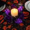 Purple Artificial Rose Flowers Spooky Table Candle Holders Halloween Candle Rings  Dining Table