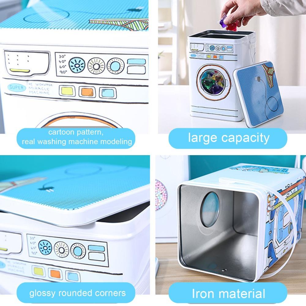 1pcs White Color Laundry Detergent Container Decorative Storage Tin Household Storage