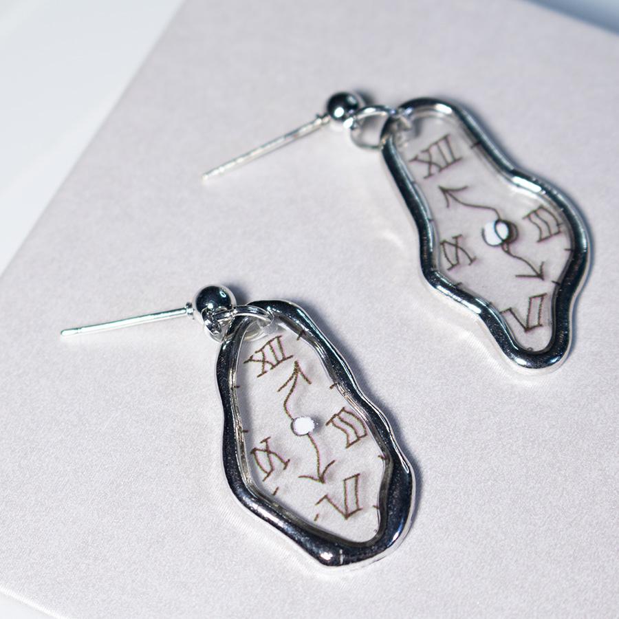 Unregelmäßige Glasuhr Ohrstecker Ohrring Gold Silber Plattierte Ohrringe für Frauen
