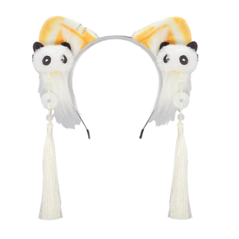 Plush Chinese Anime Cats Ear Hairband Costume Roleplay Accessory With Adjustable Fit 6 Color Option жёлтый