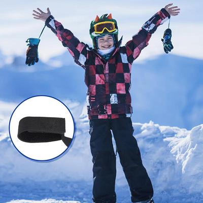 Nylon Handledband Svart 10 Tum 2 Stycken Elastiska Handsktillbehör För Män Kvinnor Vintersporter Skidåkning Anti-förlust Hängande Band För Handskfästning