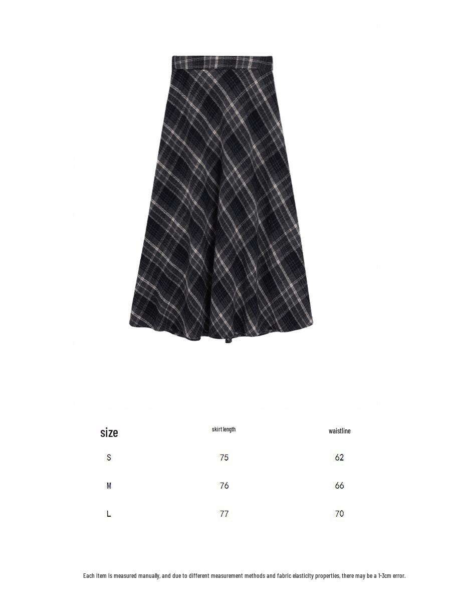 Lu Xiangnan  Time Lover  Retro Plaid Fleece-Lined A-Line Midi Skirt - Fall/Winter 2025 Collection L