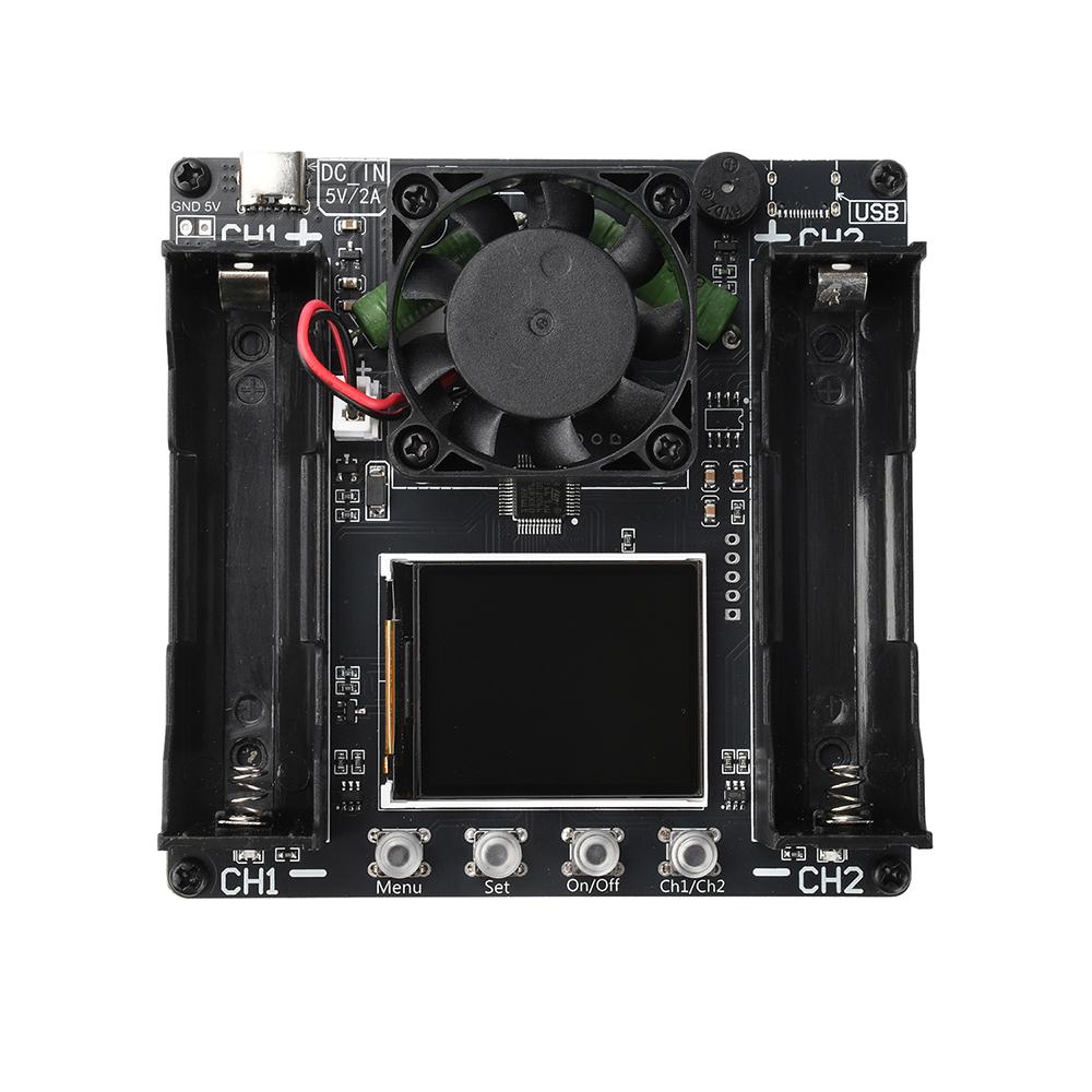 Dual-channel 18650 lithium-ion battery capacity tester, 5V DC/2A electronic load tester, automatic charge-discharge module