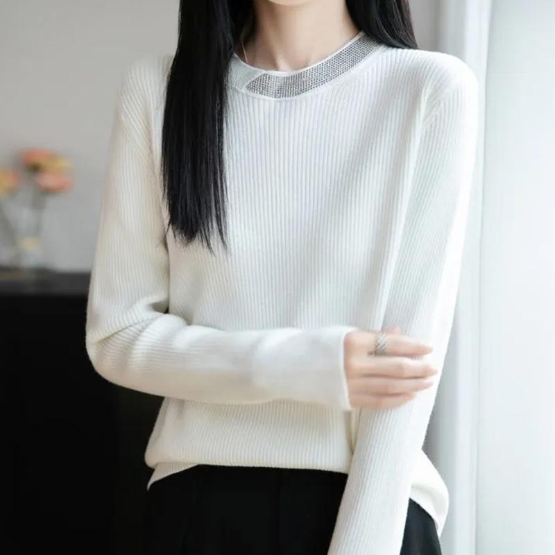 Sweater for Women Autumn Winter Thickened Pullover Warm Stretchy Long Sleeve Kinnted Round-veck Jumper Tops