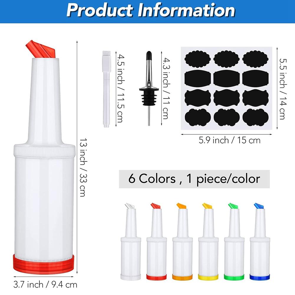 Popular_6 Pack Plastic Pour Bottles with Stainless Steel Pourer-Tapered Spout NONE