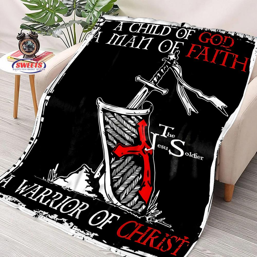Crusade Cross Templar Knight 3D Printed Flannel Blanket for Bed Bedroom Sofa Picnic Throw Blanket for Cover Outdoor Leisure Nap