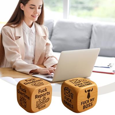 Yousheng Bold And Funny Work Dice Wooden Office Stress Relief Dice Six Savage Sayings Cheeky Desk Accessory Gag Gifts for Coworkers