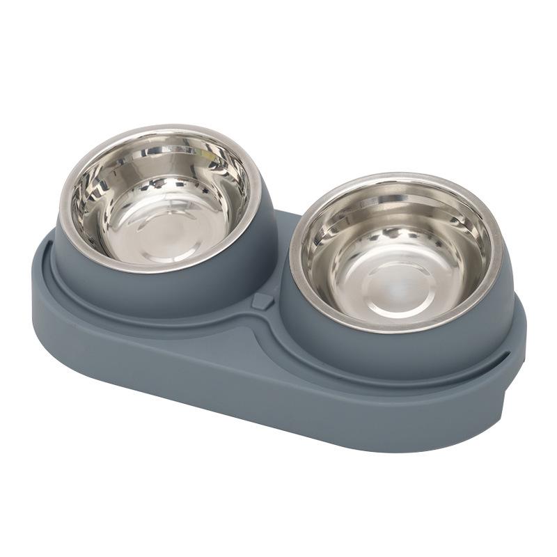 Slanted Double Bowl: Anti-Spill Cat & Dog Food and Water Bowl