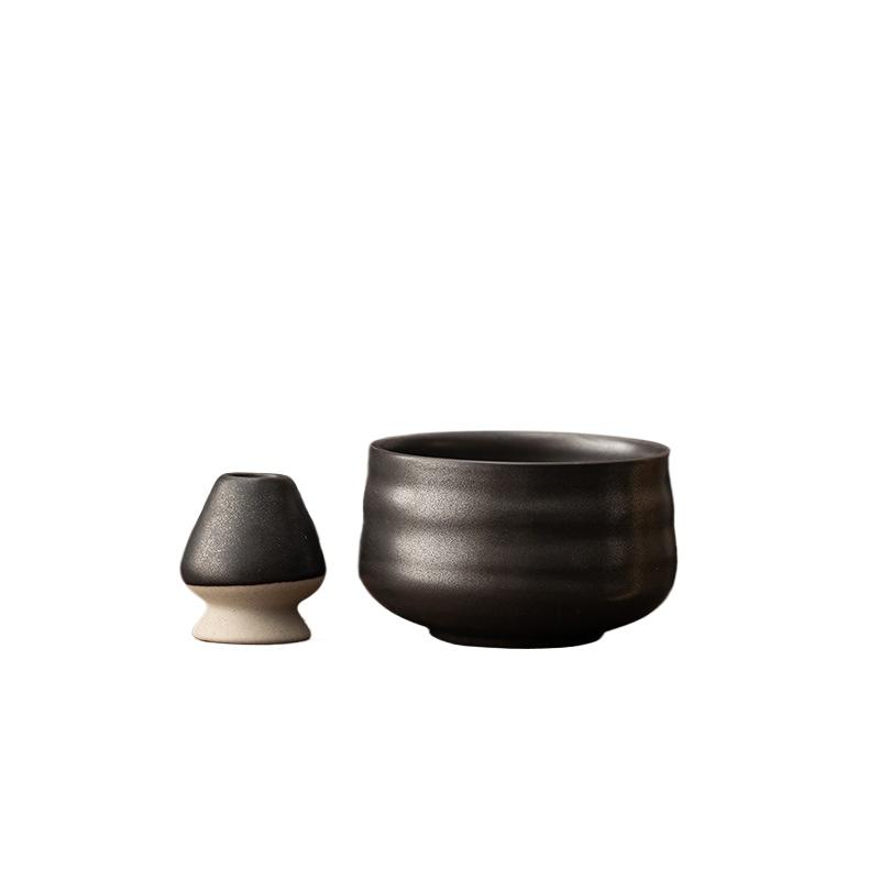 2PCS Japanese Matcha Tea Set Bamboo Tea Brush Ceramic Tea Bowl Composition Chinese Traditional Handmade Tea
