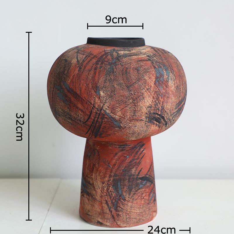 Abstract Oil Painting Style Ceramic Vase Creative Plant Pot Table Decoration Flower Arrangement Floral Vase Room Aesthetic Decor