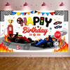 Racing Event Background Red & Blue Tone Race Car Backdrop Banner Racing Helmet Birthday Backdrop For Party Background