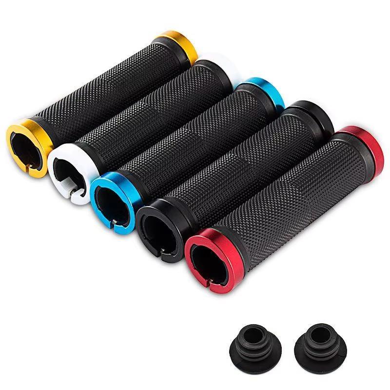 2PCS/Set Bicycle Rubber Grips Alloy Lock Bilateral Lock Handlebar Grips Anti Slip Cycling Handlebar Sleeve Bicycle Accessories