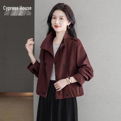 Sibaishe Women's Collared Pleated Long-Sleeve Jacket