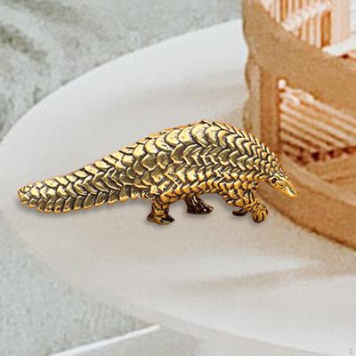 Pangolin Miniature Figurines Brass Crafts Table Decor Animal Sculpture Ornament for Plants