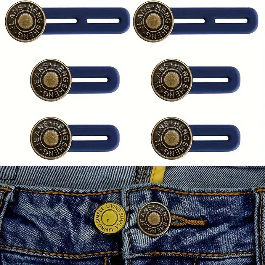 

6 PCS jeans and trousers waist extension buttons unisex instant adjustable belt extension