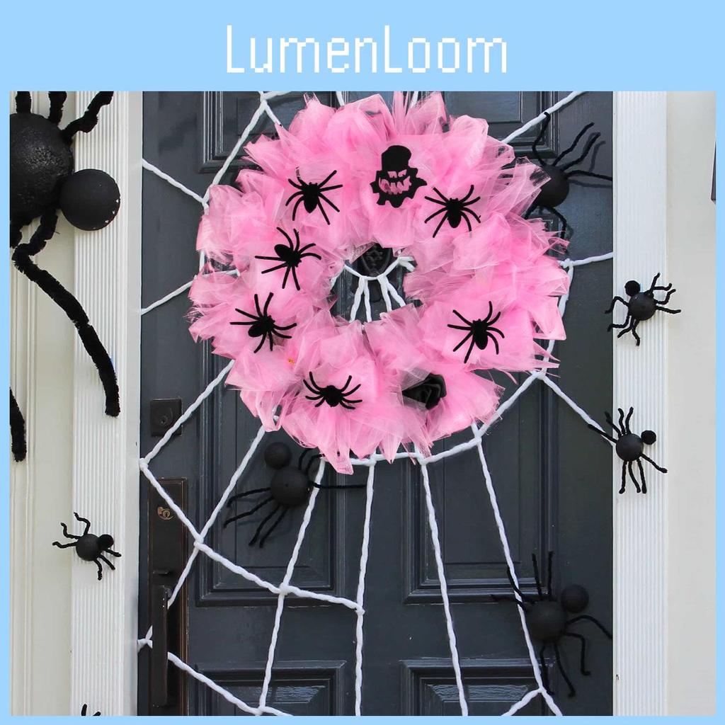 Pink Halloween Spider Wreath Door Hanging Ornament For Party Decor Venue Setup