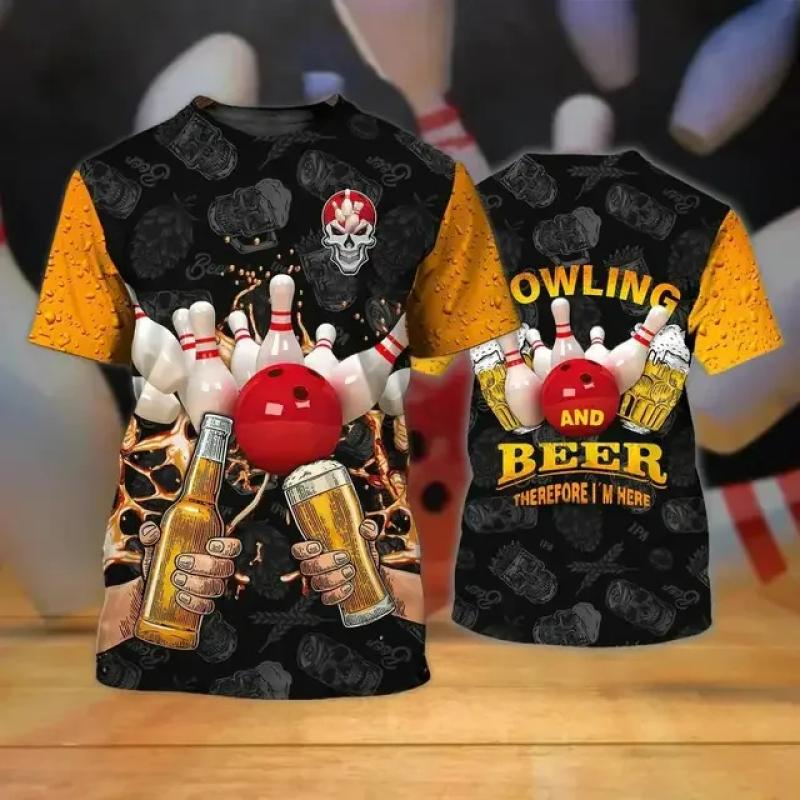 

Funny Bowling Sports T-shirts 3D Printed Men s Clothing Popular Bowling Enthusiasts Uniforms Summer Personality O-Neck Tees Tops 5XL