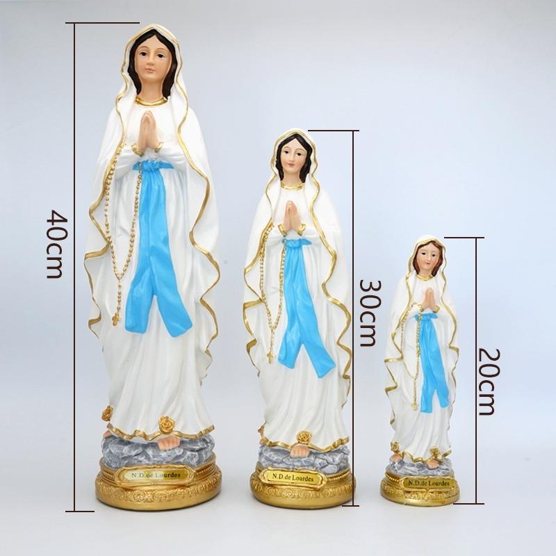 Our Lady of Lourdes Blessed Virgin Mother Mary Catholic Religious Gift Colored Resin Figurine Statue