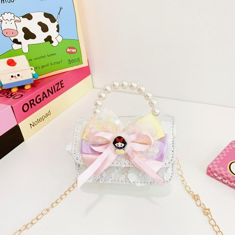 Little Girls Elegant Bow Shoulder Bag Fashionable Chain Strap Versatile Kids Purse