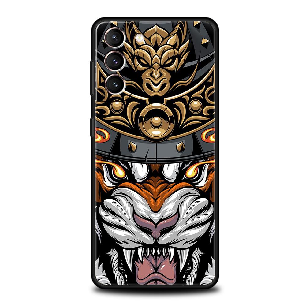 Japan Samurai Oni Mask Phone Case for Samsung Galaxy S24 S23 S22 S20 S21 FE Ultra S10 S10E S9 S8 Plus 5G Silicone Cover Capas