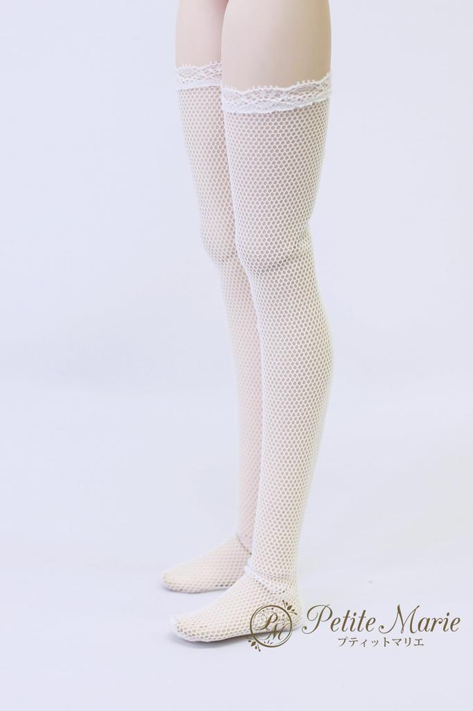 [Petite Marie] 13 DD Compatible, Sheer and Soft Tulle Lace Knee-High Socks, White, 60cm Doll, BJD Doll Clothes [Petite Marie] [No.0216]