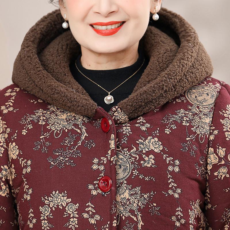 Middle-aged and Elderly Women's Down and Down Padded Jacket Mothers Wear Winter Jackets for The Elderly