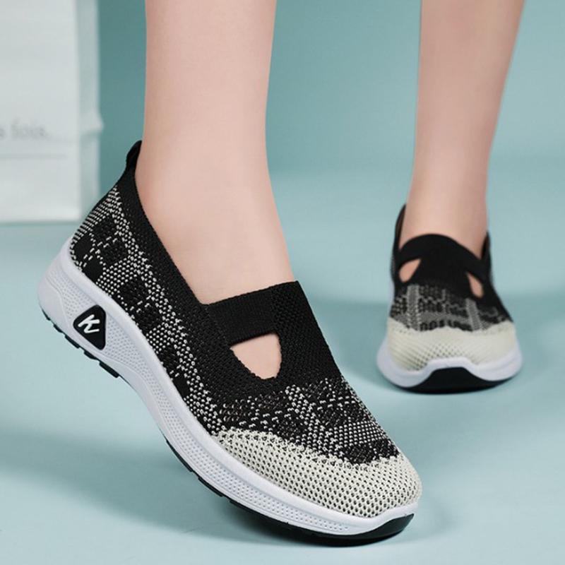 Springtime Women'S Gym Vulcanized Shoes Pink Women'S Daily Wear Shoes Stylish Airy Mesh Flat Sole Trekking One Kick Shoes
