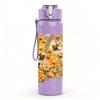 1PC Dry Autumn Yellow Flower Cluster Print 750ml Color Plastic Sports Water Bottle Leakproof Flip Straw Lid Suitable for Sports Office Home Use