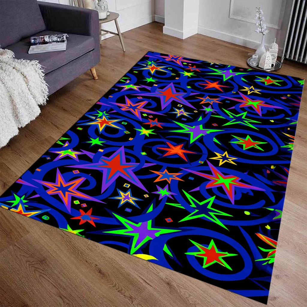 Arcade Stars Bowling Alley Carpet 90s Arcade Retro Rug Non-Slip Home Theater Movie Room Floor Mat Gamer Room Décor Retro Gift