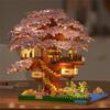 Set di Blocchi da Costruzione Albero di Ciliegio Fai da Te Mattoncini Fiore di Ciliegio Fai da Te con Modello Casa sull'Albero Luminosa Ornamento Regalo Romantico per Fidanzata
