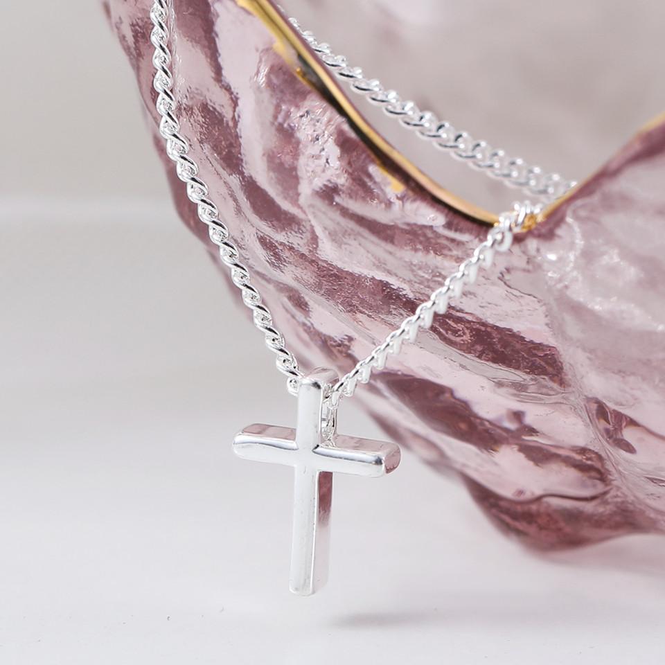 925 Sterling Silber Kreuz Anhänger Halskette Zierlich Minimalistisch Schmuck für Damen Zarte Kette Feiner Mode Geschenk Silberschmuck