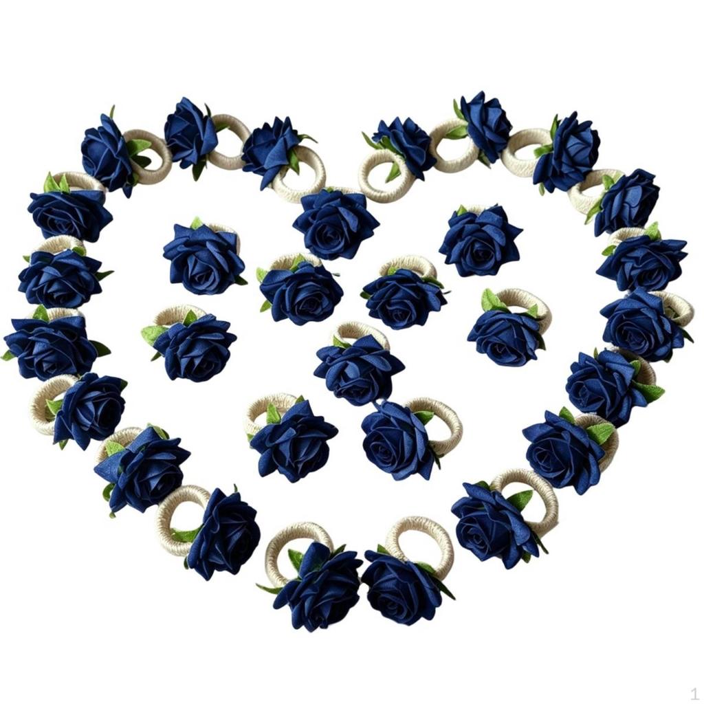 30 Pieces Rose Napkin Holder Floral Flower Elegant for Hosts,