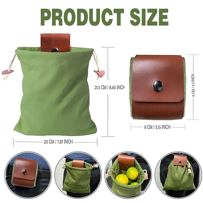 Leather Bushcraft Bag Outdoor Foraging Case Bag Vegetable Harvest Garden Fruit Picking Waist Tools Storage Hanging Pouch Camping