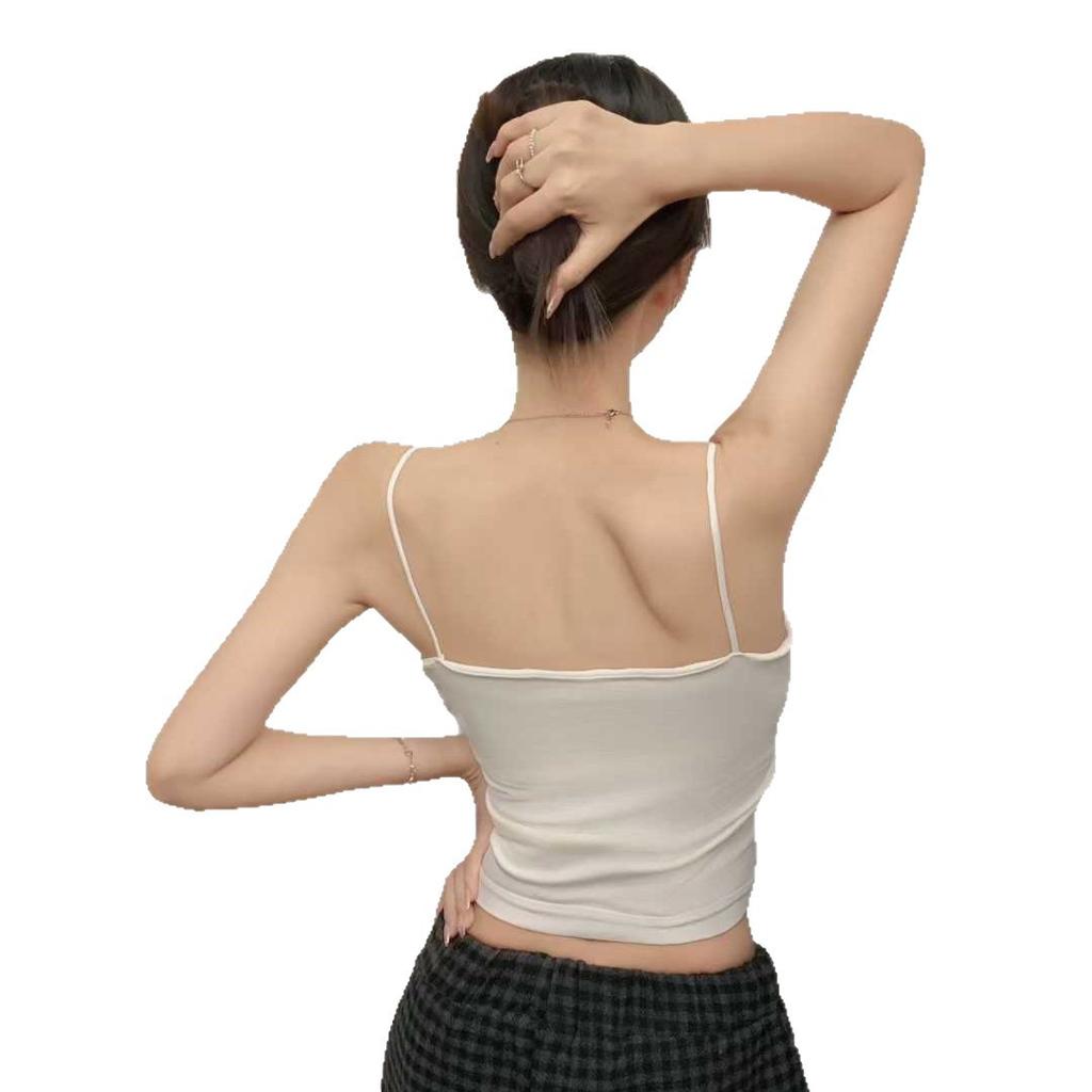 #Early autumn versatile seamless velvet thermal sling vest slim and thin women's fixed with chest pad primer