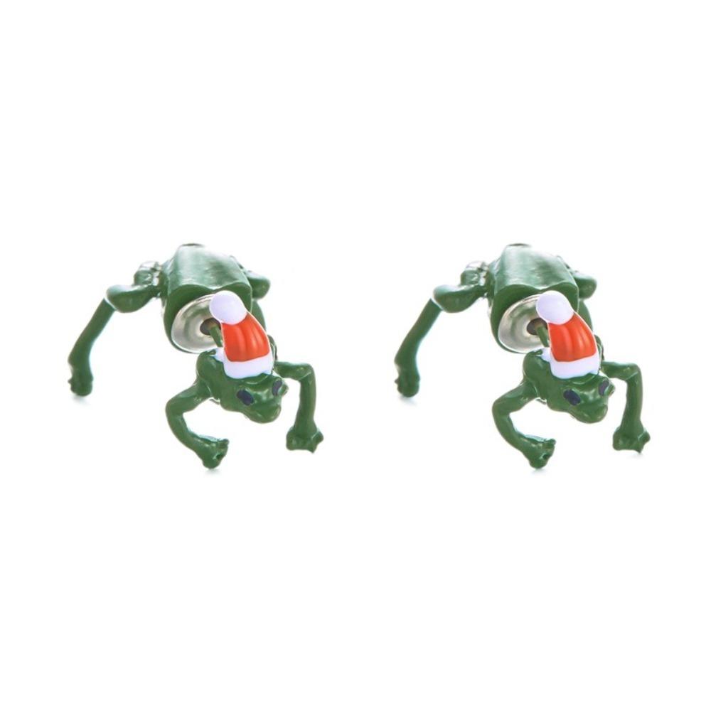 Waterproof Frog Earrings Santa Hat Rock Ear Decoration New Christmas Earrings  Party