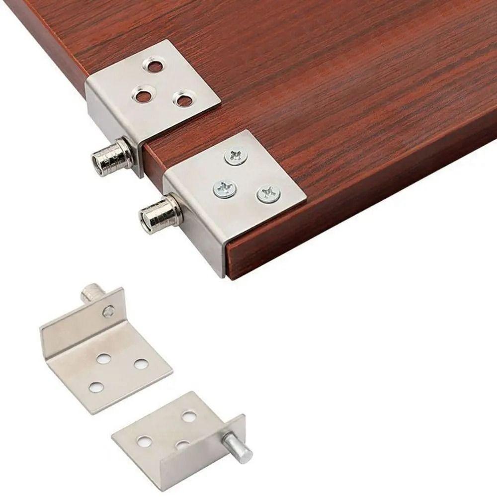 2pcs Black/Silver Concealed Shaft Multifunction Upper Lower Hinge Clips Furniture Hinge  Wood Doors