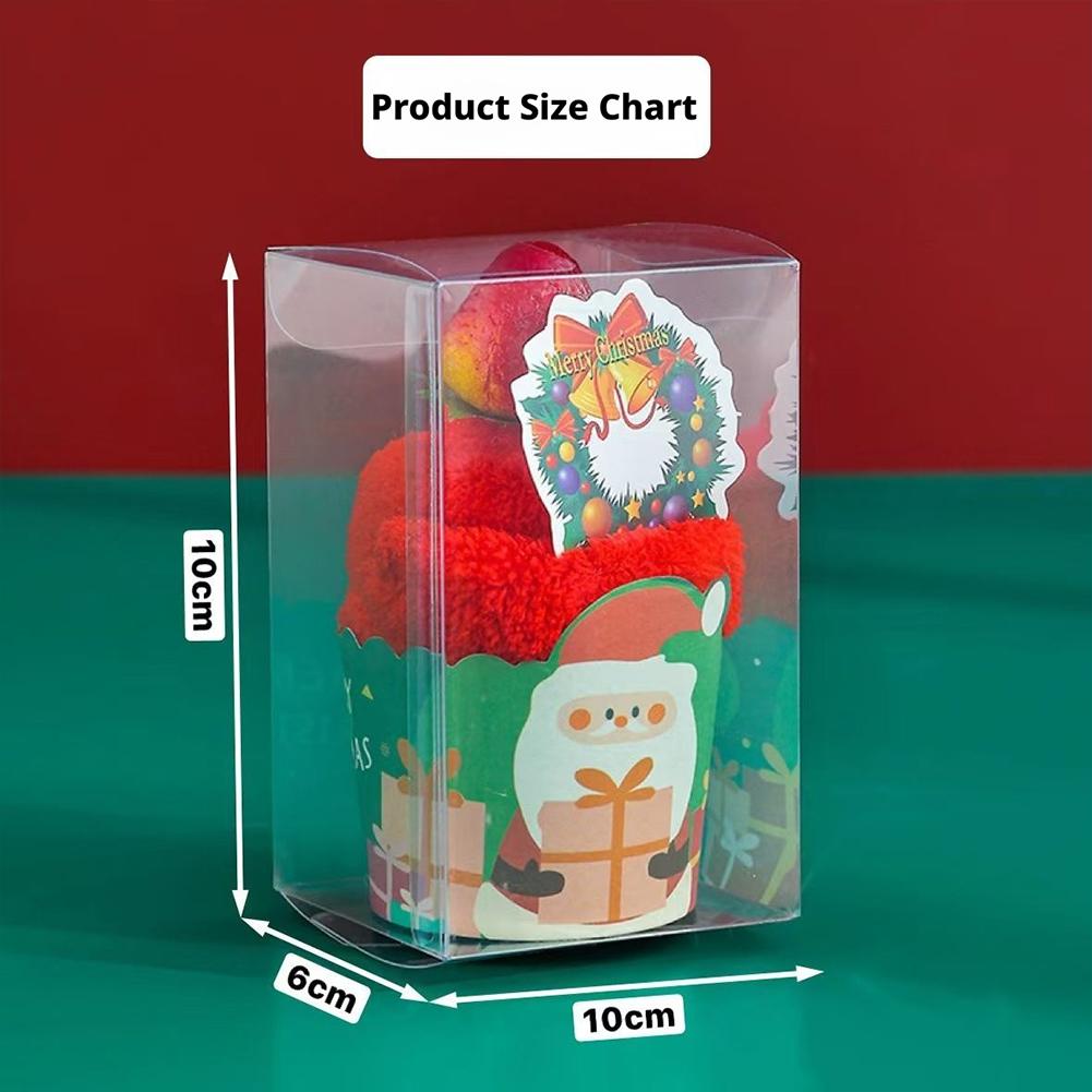 Unique Cake Shaped Coral Fleece Towel Sweet Cone Box,Christmas Eve New Year's Eve Company Event Gift Companion Gift