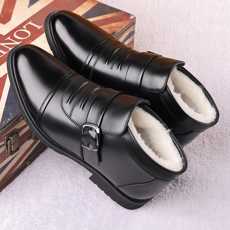 

New men s shoes winter velvet warm cotton leather shoes cowhide wool non-slip medium and old shoes men s cotton shoes men 38